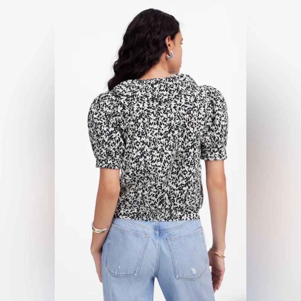 Madewell Ruffled Button-Front Top in Floral, Size S